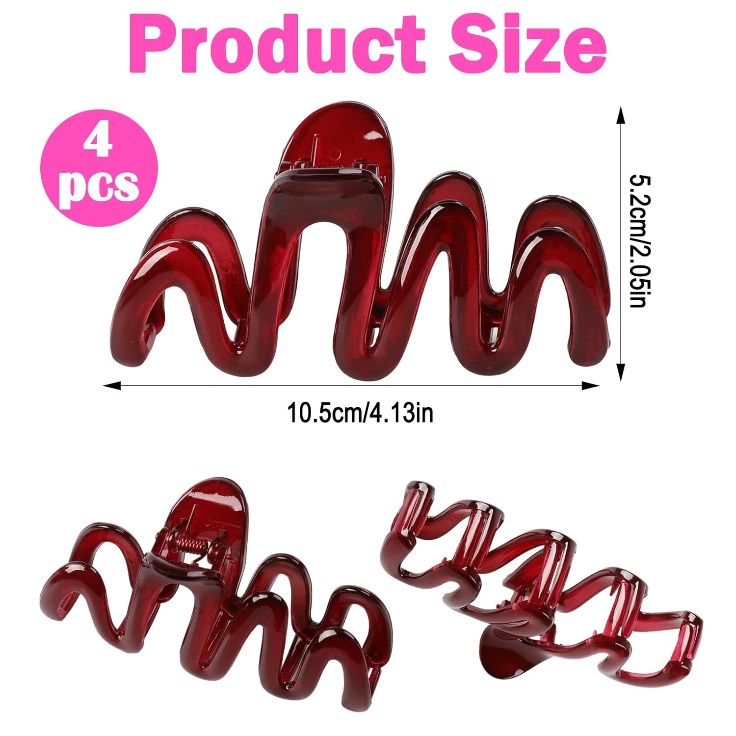 4Pcs Large Claw Clips for Women Wavy Hair Clips Non Slip Hair Claws Clips for Women's Strong Hold Jaw Clip for Thick Thin Long Cute Hair Accessories - Image 2