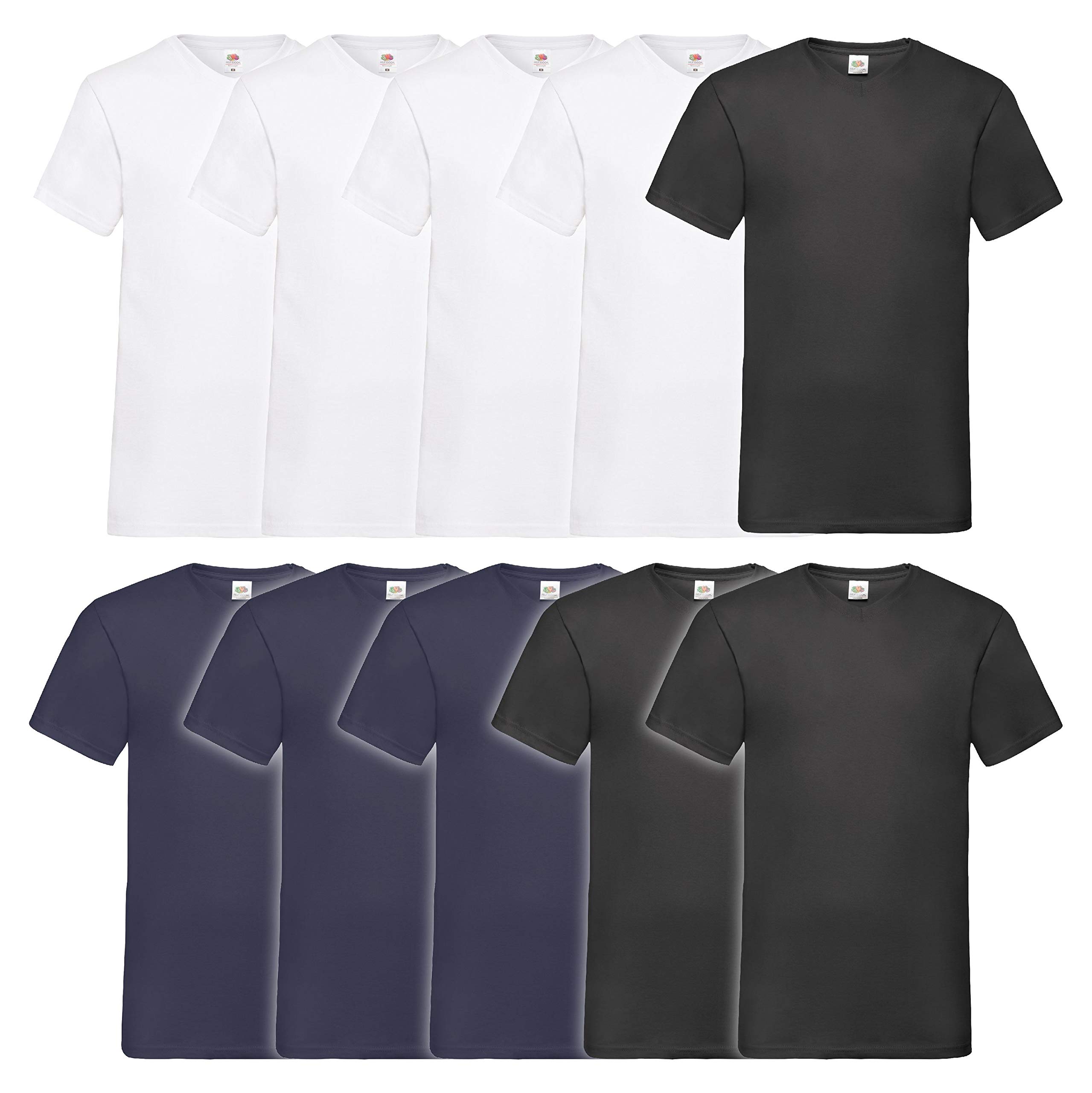 Fruit of the Loom Men's V-Neck Valueweight T-Shirt (Pack of 10) - Multicolour - XX-Large