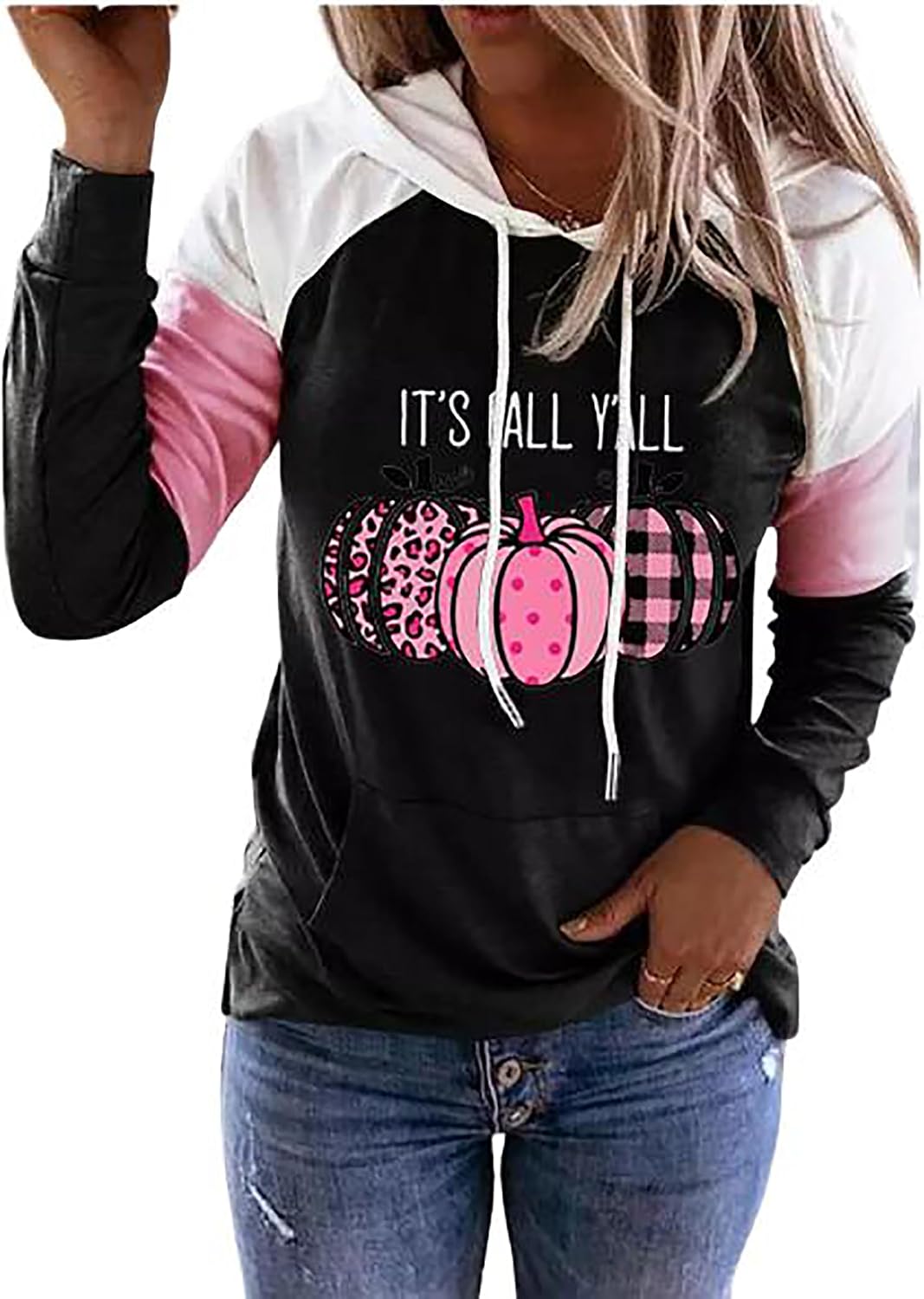 Susongeth It's Fall Y'all Hoodie for Women Thanksgiving Pumpkin Long Sleeve Shirt Fall Pullover Top image 5