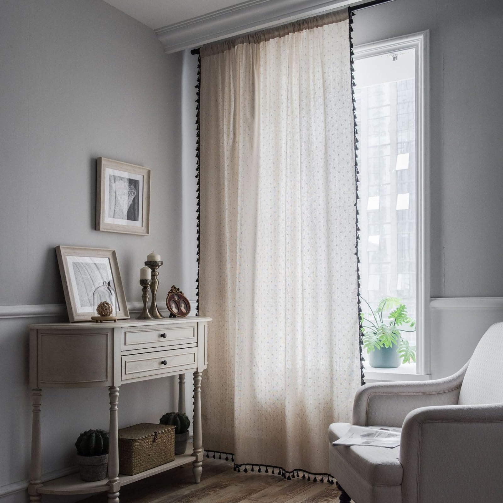 Cortinas opacas KnSam de lino y algodón beige para proteger tu hogar del sol