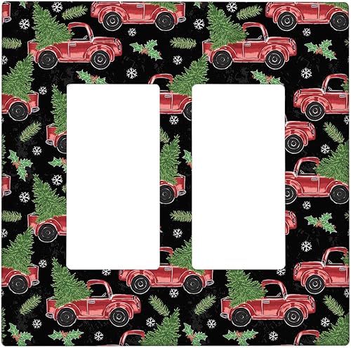 Miniatura 41 de Cubierta de interruptor de luz dúplex de 1 banda, cubierta decorativa de Navidad con copos de nieve rojos, placa frontal decorativa para cocina