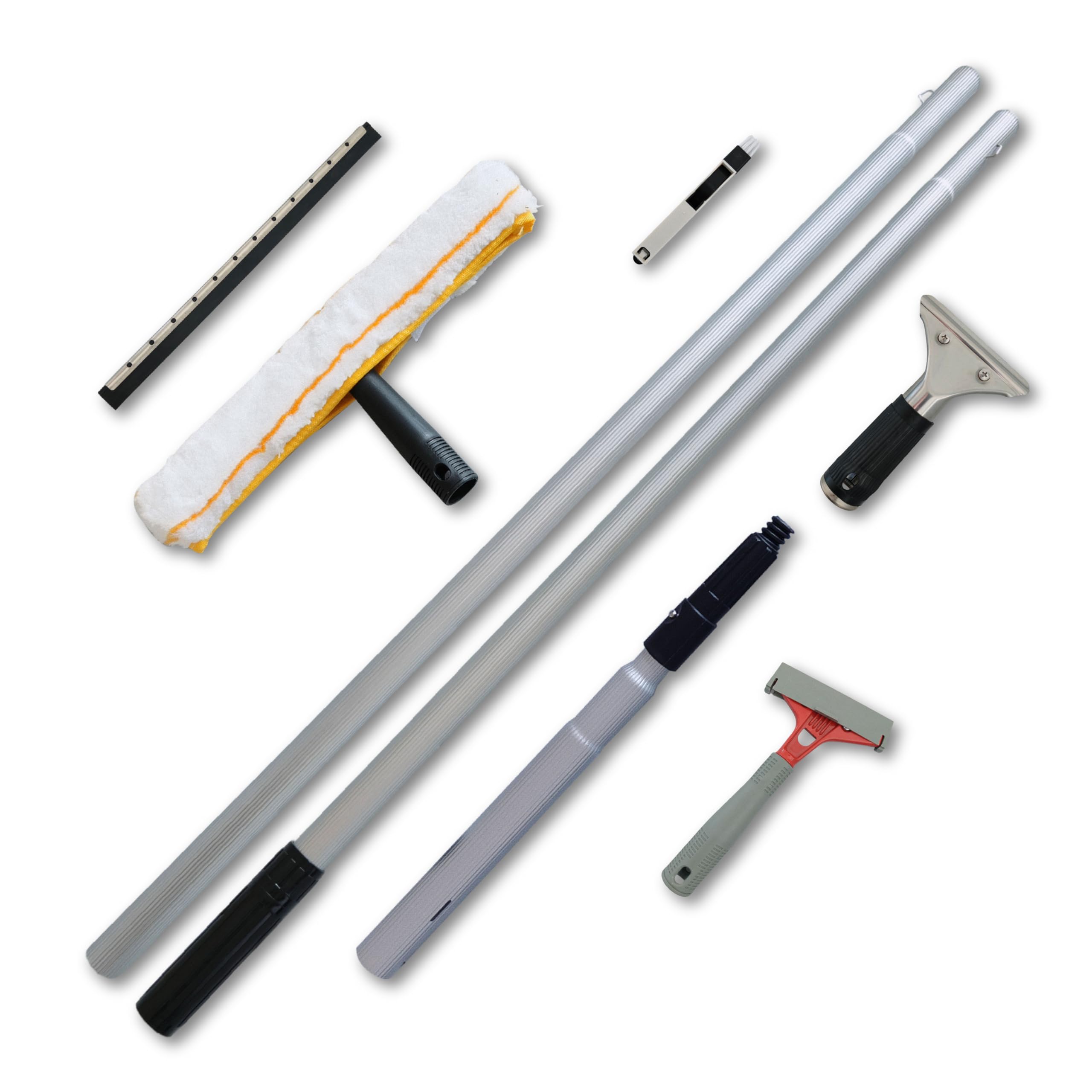 Kit de nettoyage de fenêtre en aluminium robuste avec raclette et feutre microfibre durable