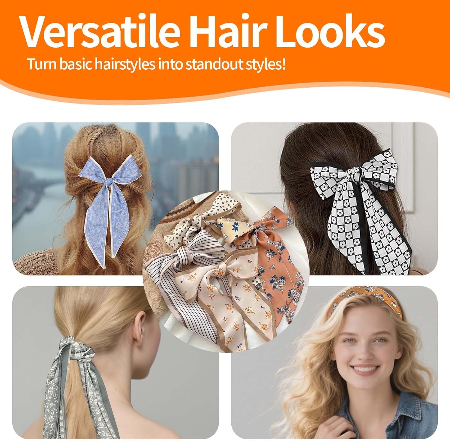 24PCS Fashion Scarves for Women Multifunctional Neck Scarves Purse Scarf Headbands for Bags Hair Accessories - Image 4