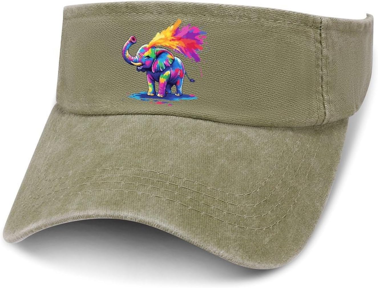 Cute Tie-dye Elephant Sport Sun Visor Hats for Women Men Empty Top Baseball Cap Adjustable Denim Hat