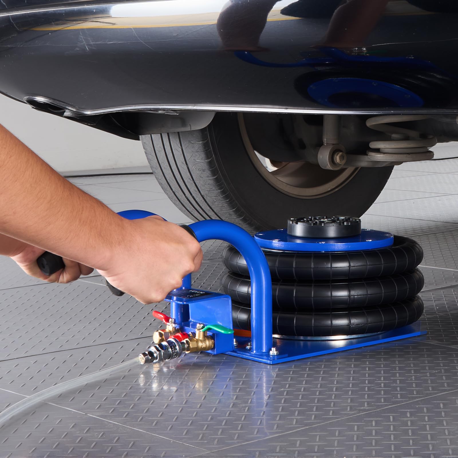 VEVOR Cric Pneumatico 3 Tonnellate 6 Tubi Acciaio Altezza 45 cm per Auto SUV Officine