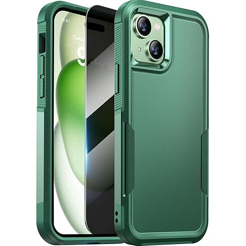 Diaclara Designed for iPhone 15Plus Case, [with Privacy Screen Protector] [Anti Spy] [Military Grade Drop Protection] Heavy Duty Full-Body Shockproof Phone Case,Green