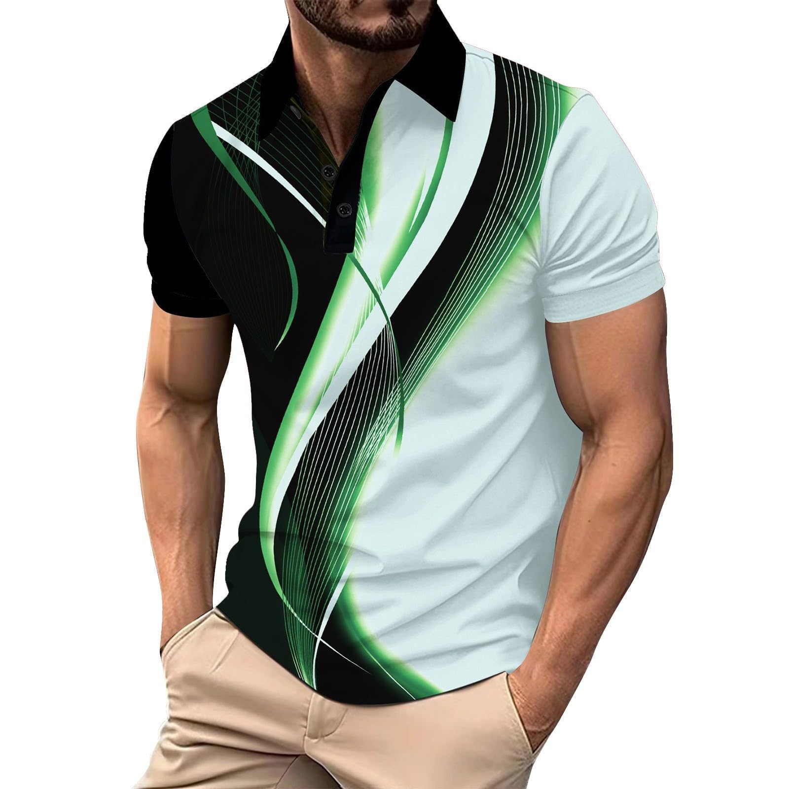 Polo Hombre Manga con Bolsillo en el Pecho Golf Polo Transpirable de Secado Rápido Poloshirt Deporte Hombre Slim Fit Tshirt Verano Camisa Hombre — view 11