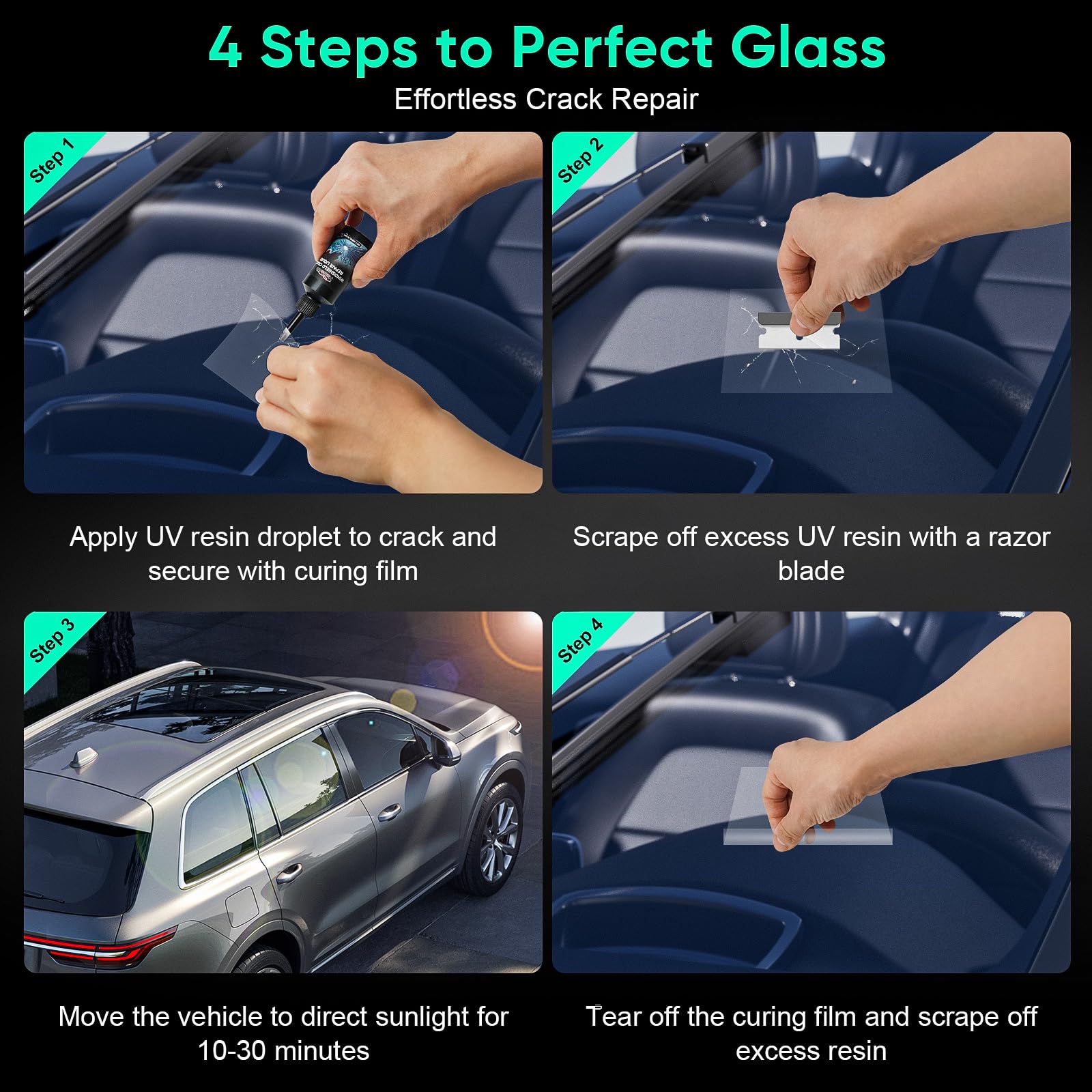 Car Windshield Crack Repair Kit - 2026 Upgrade Nano Glass Repair Liquid for Cracks & Chips, Cracks Gone Glass Remover Fluid for Quick Fix Windshields, Windows, Mirrors — view 7