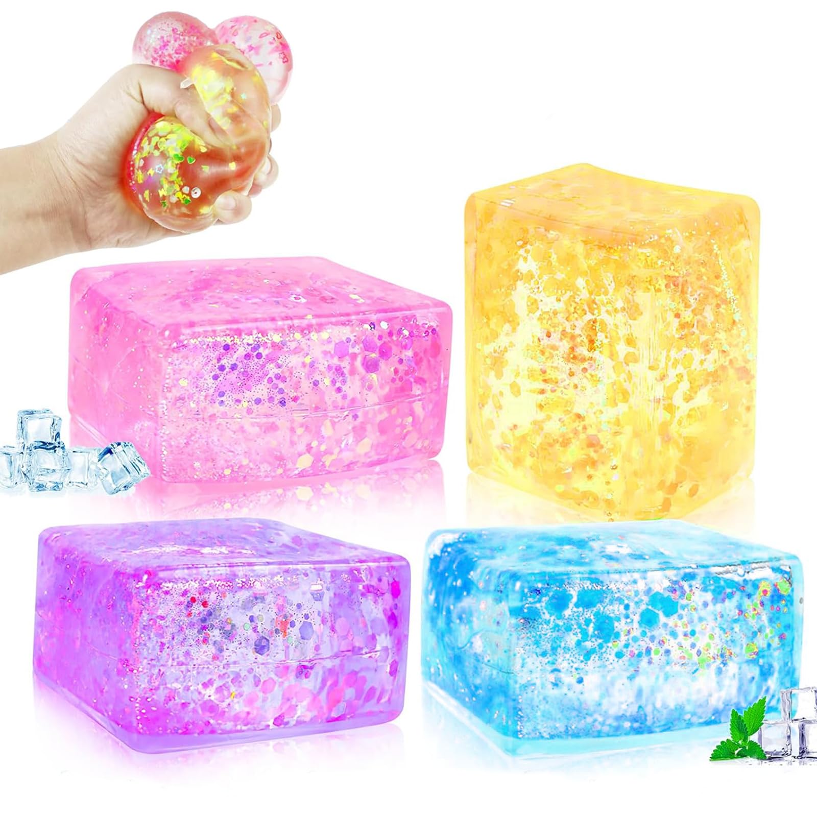 AMFUN 4PCS Stress Balls, Sensory Balls,Sensory Fidgets-Sensory Feelings Stressed Balled for ADHD Autism, Stress Relief, Anxiety Relief