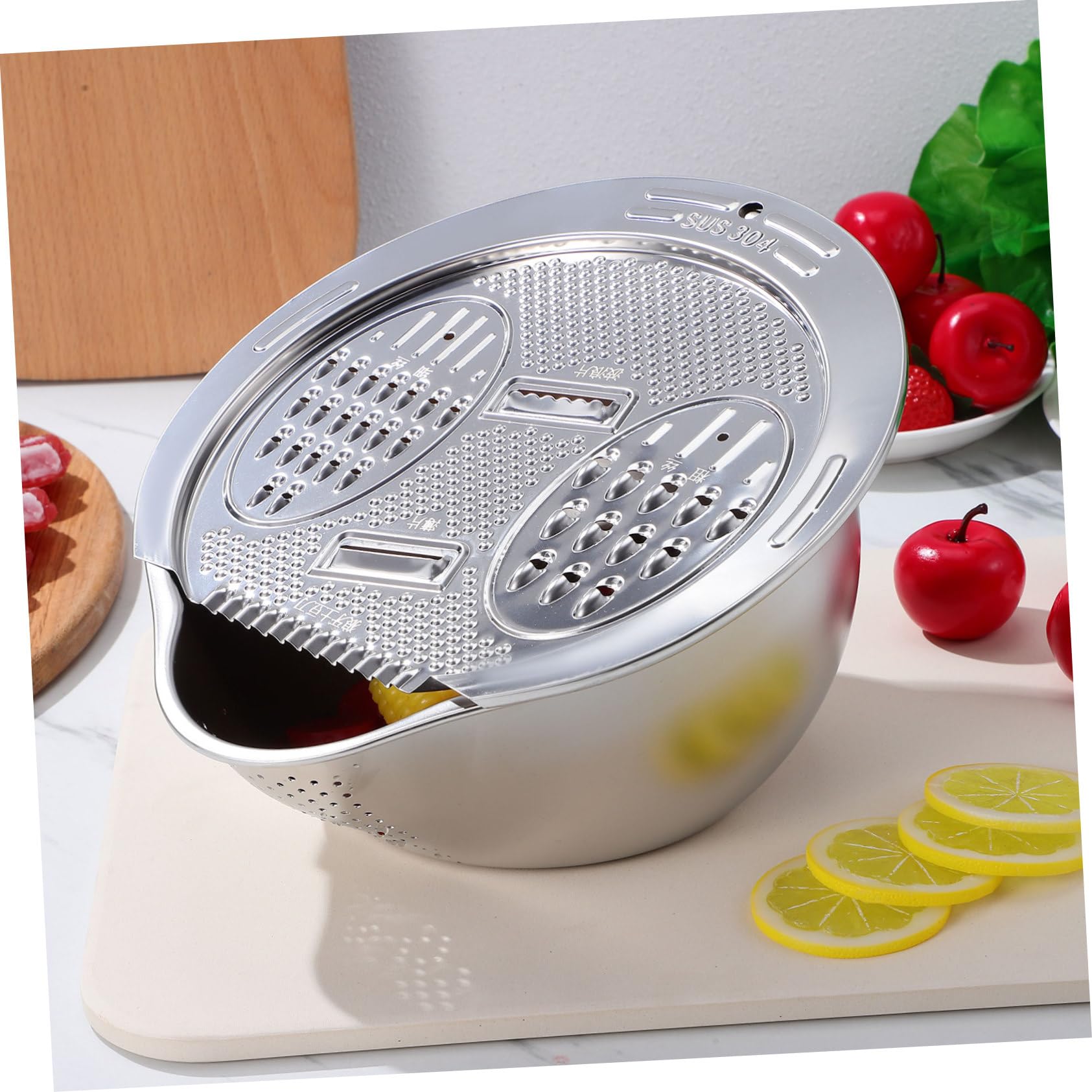 Hemobllo Lavadero de Arroz Colador Multifuncional de Acero Inoxidable para Lavar Arroz Verduras Frutas Enjuague Drenaje Fregadero