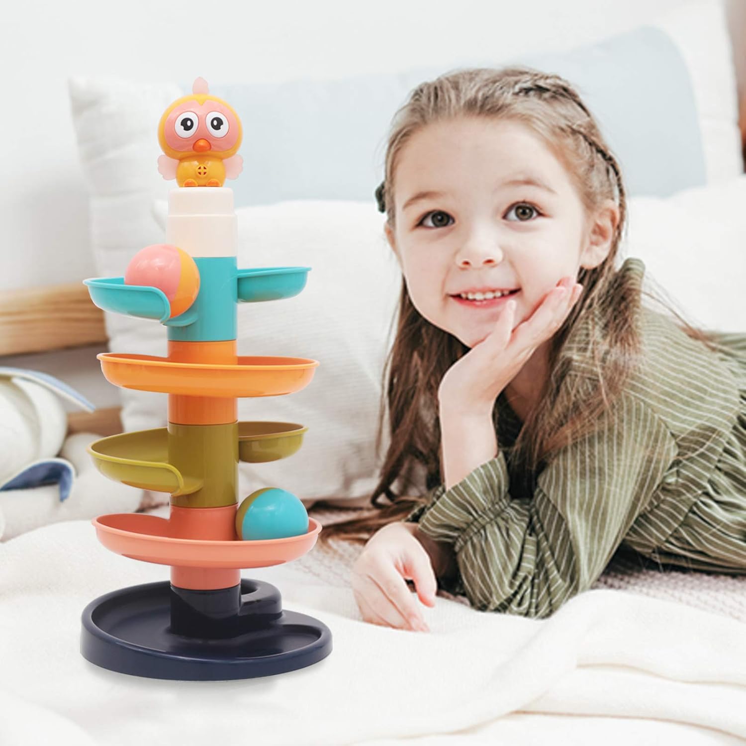 LOYEAH Ball Drop Toy Educational Toys for Toddles Kids, Ball Ramp Toy