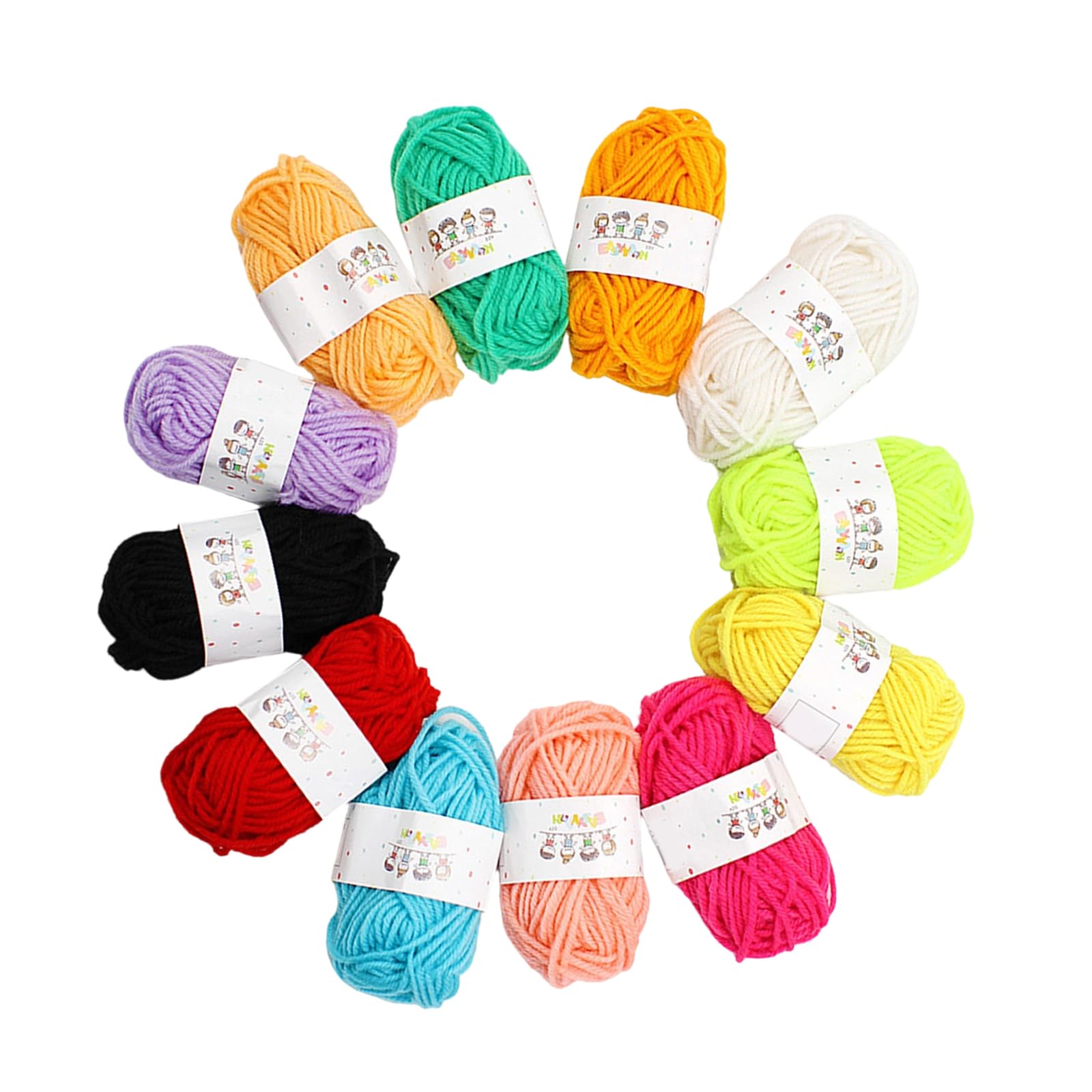 Buxuaaaa Ordinary Yarn 12 Colors Colorful Yarn 4Ply Kids Crochet Yarn Soft Hand Knitting Easy To Use For Scarves Shawls Blankets