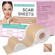 Grunda Scar Patches, Reusable (4cm X 150cm), Self Adhesive Silicone Scar Sheets, Silicone Scar Patch for Scar Caused by Caesars, Burns, Keloids, Acne and More