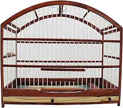 Gaiola Pequena Para Passarinho Em Madeira - Coleira/Coleiro/Coleirinha Mogno