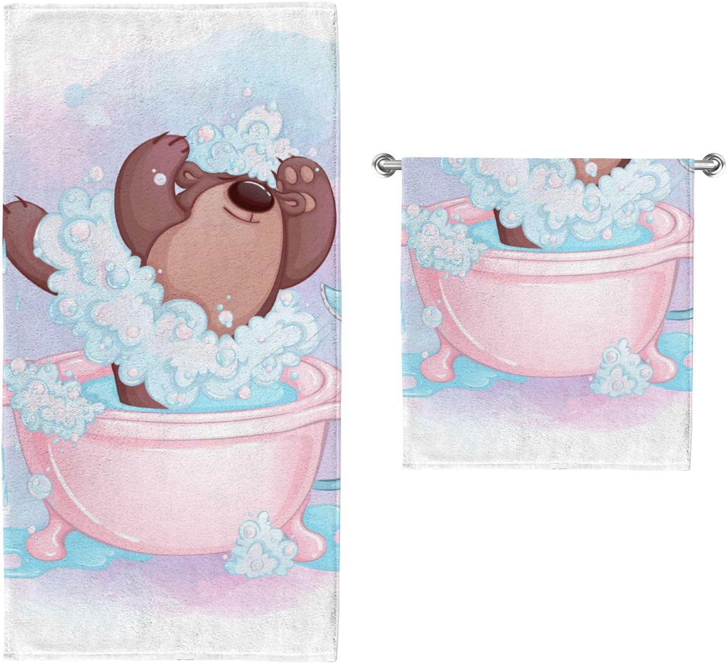 Soft Kids Bath Hand Towels - Highly Absorbent and Quick Drying Towels, Cute Cartoon Patterns Colourful Towels, 15 X 30 Inches