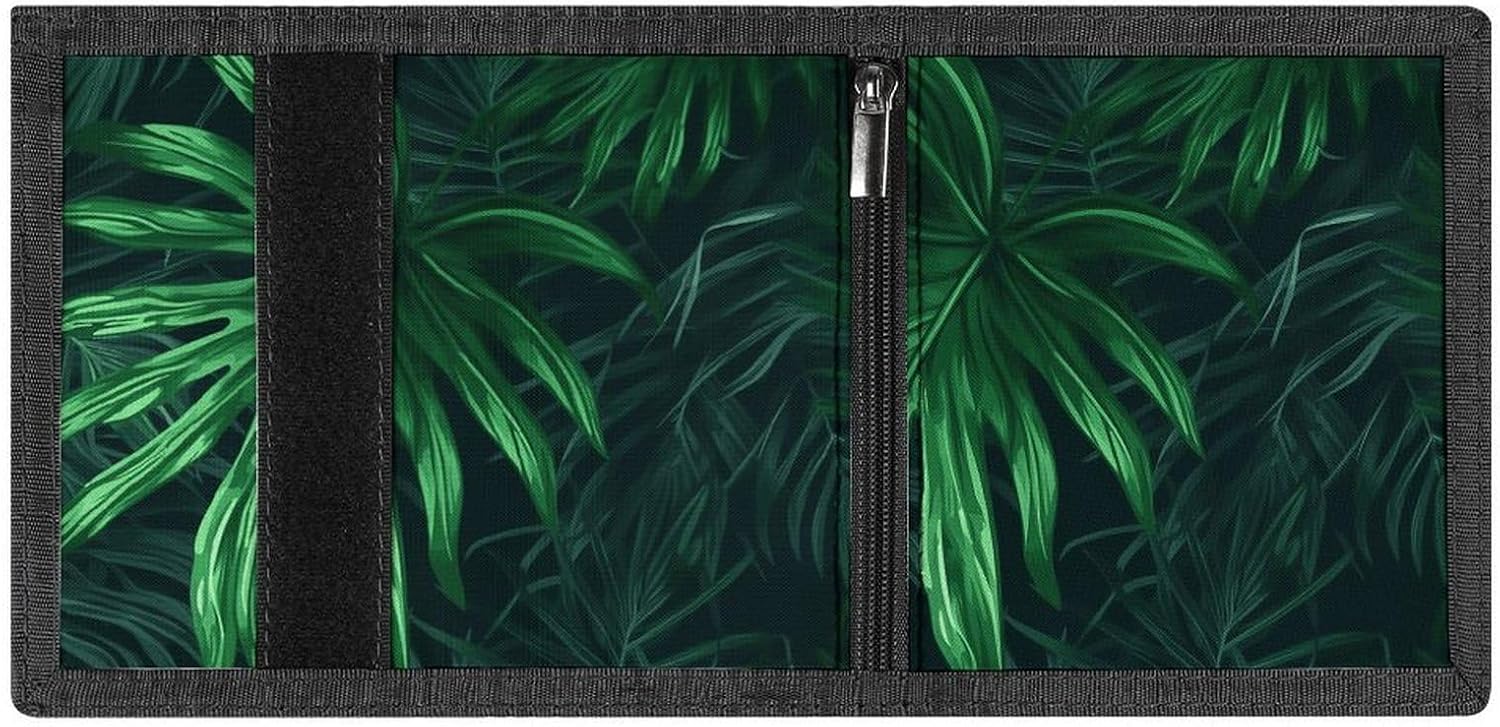 Green Tropical Jungle Plant Trifold Wallets Slim Wallet Novelty Pocket Purse Multiple Card Slots Outdoor Travel Wallet Stylish Durable Wallets For Men Women