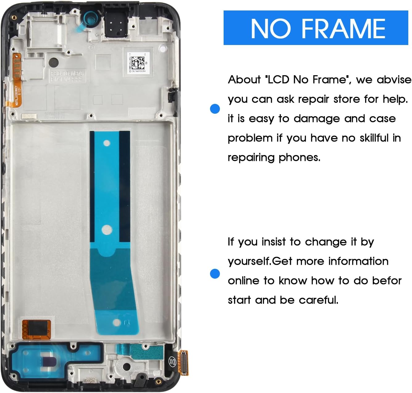 for Xiaomi Redmi Note 11 LCD Screen Replacement with Frame for Xiaomi Redmi Note 11 4G LCD Screen 2201117TG/2201117TI/2201117TY/2201117TL LCD Display Touch Screen Digitizer Assembly Kit TFT Black