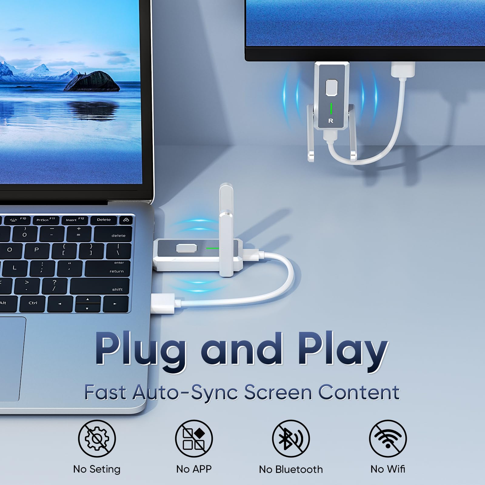 2026 Verbesserter kabelloser HDMI-Sender und -Empfänger, 150 m, Plug & Play, tragbar, 5 G + 2,4 G, kabelloses HDMI-Extender-Kit für 4K-Decode-Eingang, 1080P-Ausgang, für Audio zu Monitor von Laptop