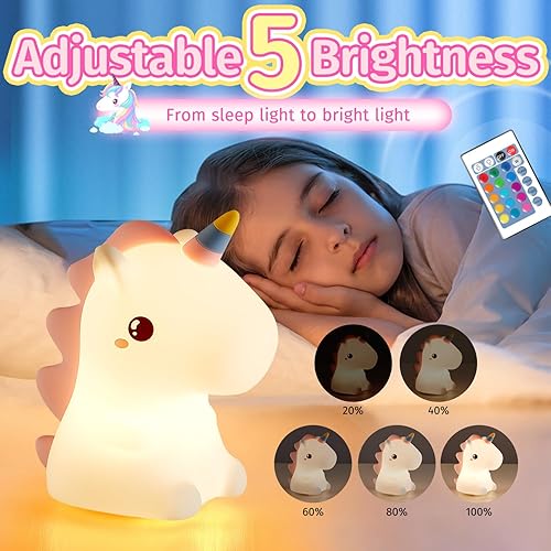 Miniatura 10 de Mubarek Luz nocturna para niños, lámpara de conejo, 16 colores + control remoto, luz nocturna para niños, bonita luz nocturna para niñas, luces