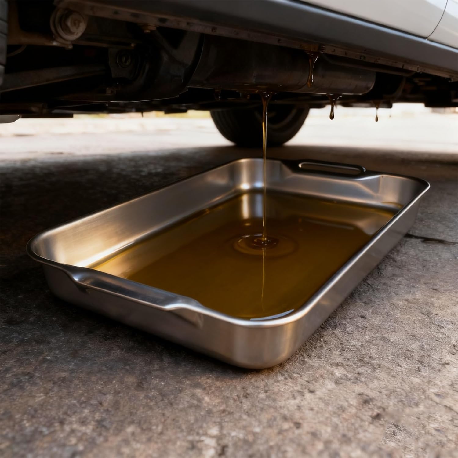 Oil Drip Pan for Under Car, Plant Water Catcher Tray Aluminum, Metal Drip Tray for Protects The Floor From Damage and Cleanliness(52 * 42 * 15cm/21x17x6in)