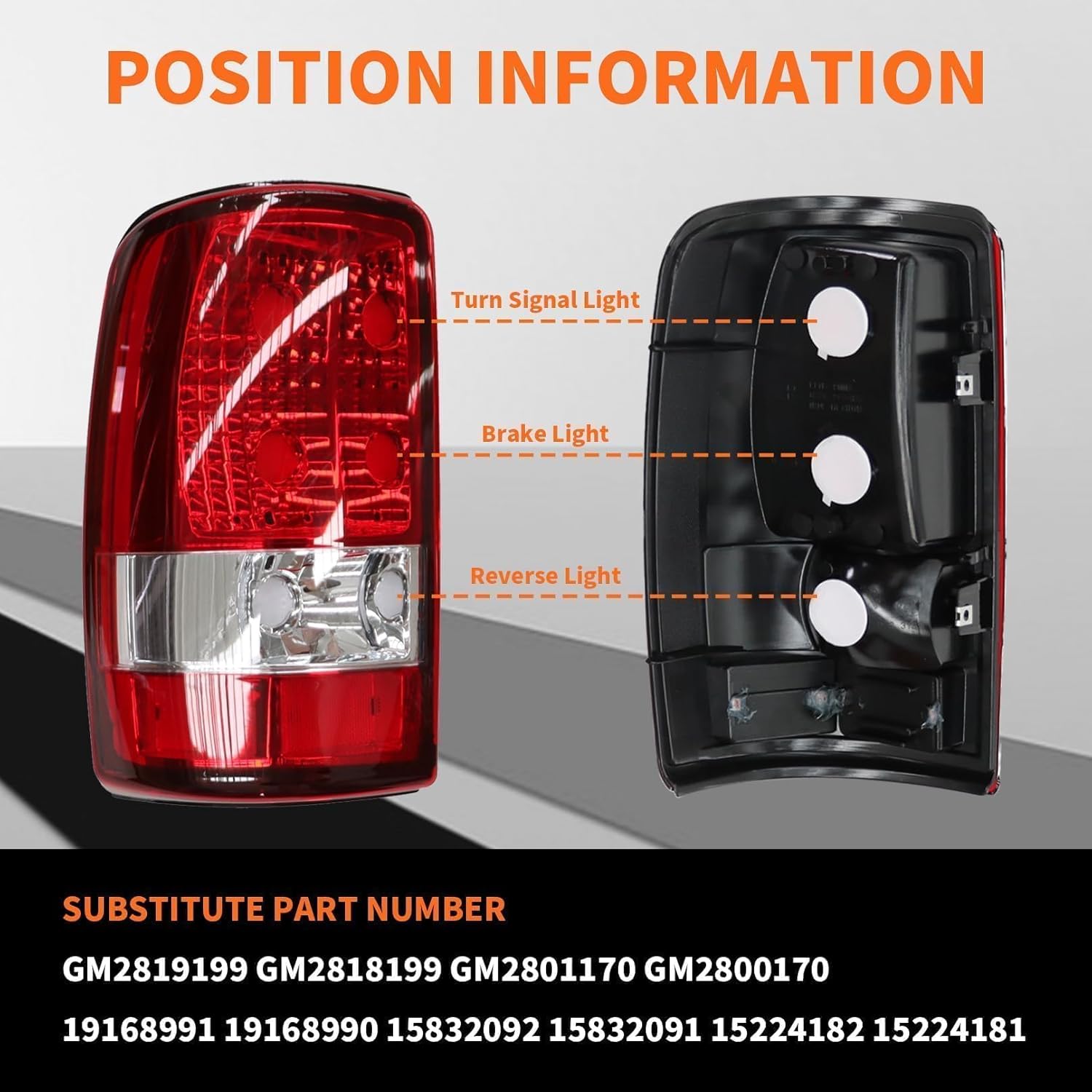 Red Tail Lights Assembly Compatible With 2000-2006 Suburban 1500 2500 Tahoe Yukon Taillights Rear Brake Lamps GM2819199 GM2818199