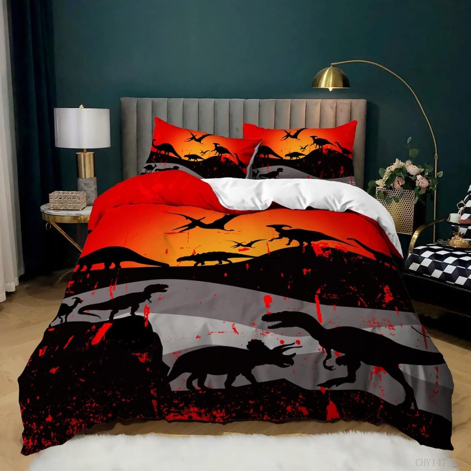 Parure de lit dinosaure 90x190 en microfibre supérieure 110gsm toucher doux