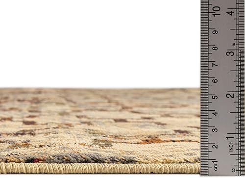 Miniatura 2 de Unique Loom Saturn Collection - Alfombra Aura (Runner 2 pies 7 pulgadas x 14 pies 0 pulgadas, beige cremanegro)