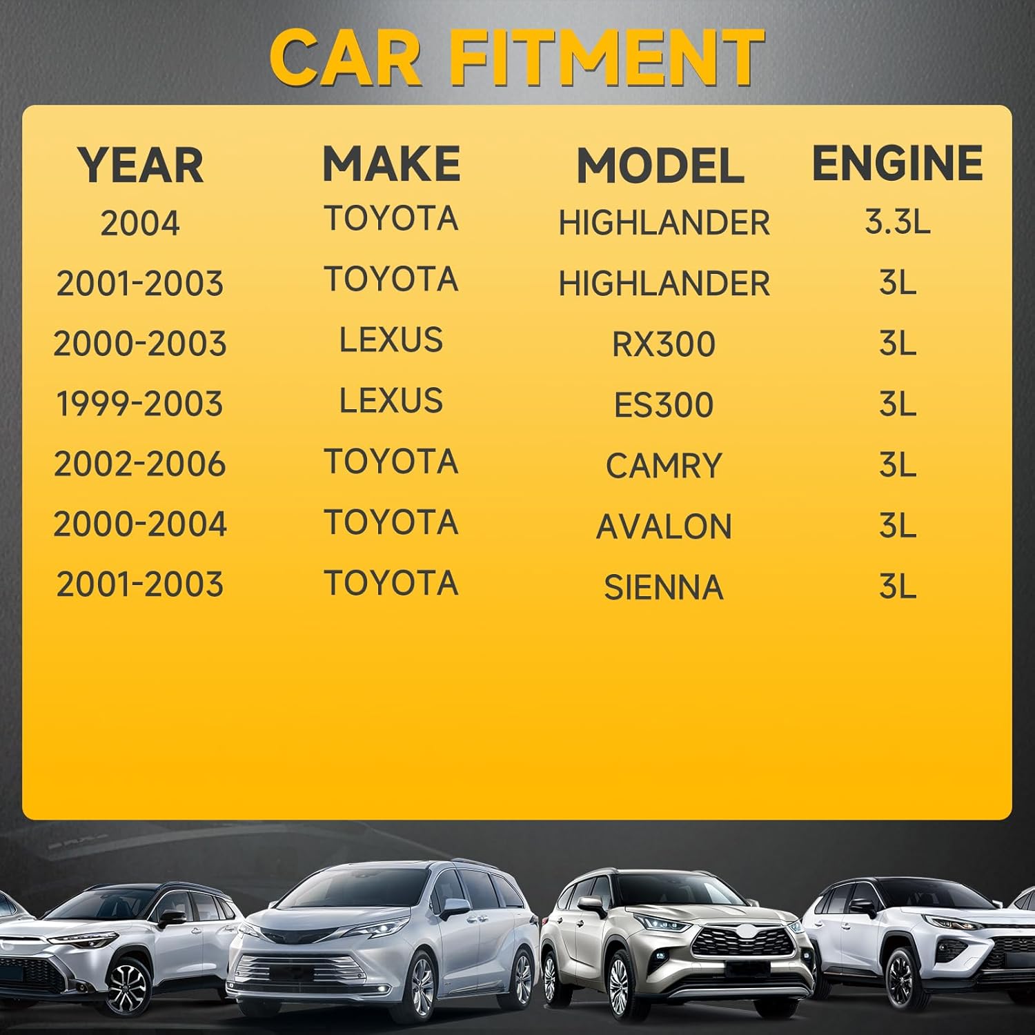 Besuto Ignition Coils 6Packs Compatible with Toyota Highlander 3.3L 2004，Highlander 3.0L 2001-2003，Camry 3.0L 2002-2006，Lexus RX300 3.0L 2000-2003，ES300 3.0L 1999-2003 & More Replace UF267