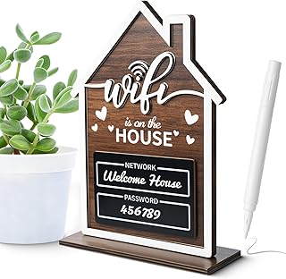 WiFi Password Sign for Home 3D – Black Acrylic WiFi Sign for Guests（1PK）, Airbnb Essentials for Hosts, Guest Room Decor, Erasable Chalkboard for Home & Business