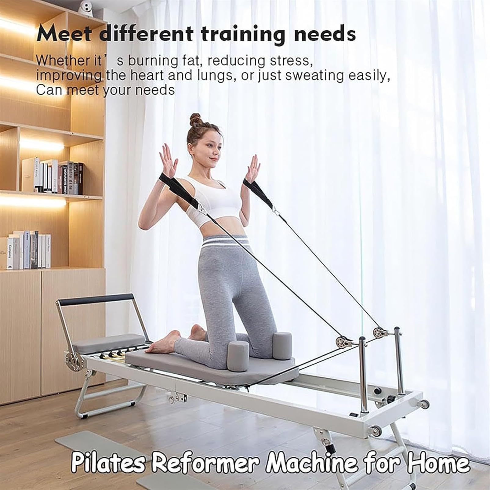 Máquina Reformadora De Pilates Plegable, Sistema De Entrenamiento En Casa De Pilates, Reboteador De Fitness Cardiovascular, Cama Plegable De Intensidad Ajustable para Entrenamiento De Fuerza