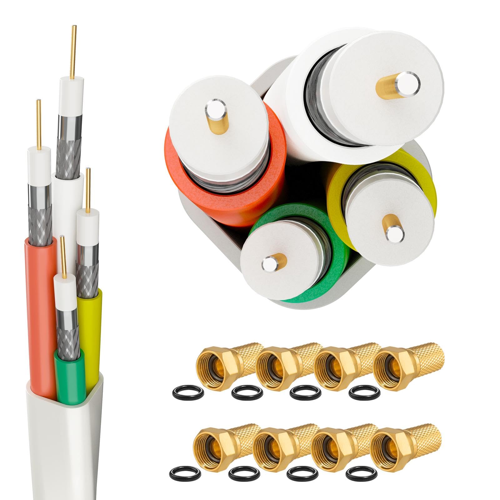 Câble Antenne Coaxial HB-DIGITAL HQ-135 25m - 135dB Blindé, 8K/4K UHD, Avec 10 Fiches F