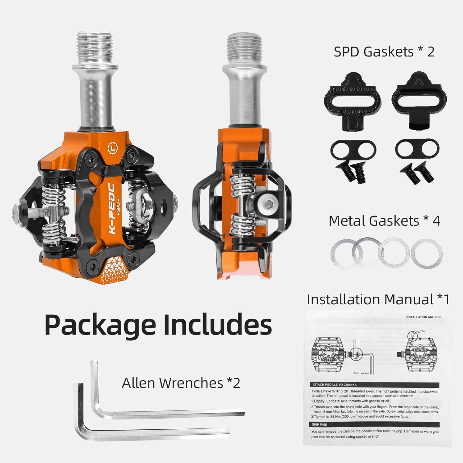 Compatible Clipless MTB Mountain Bike Pedal Dual Sided Lightweight Aluminum 9/16″ Platform Bicycle Pedals with Cleats for Road