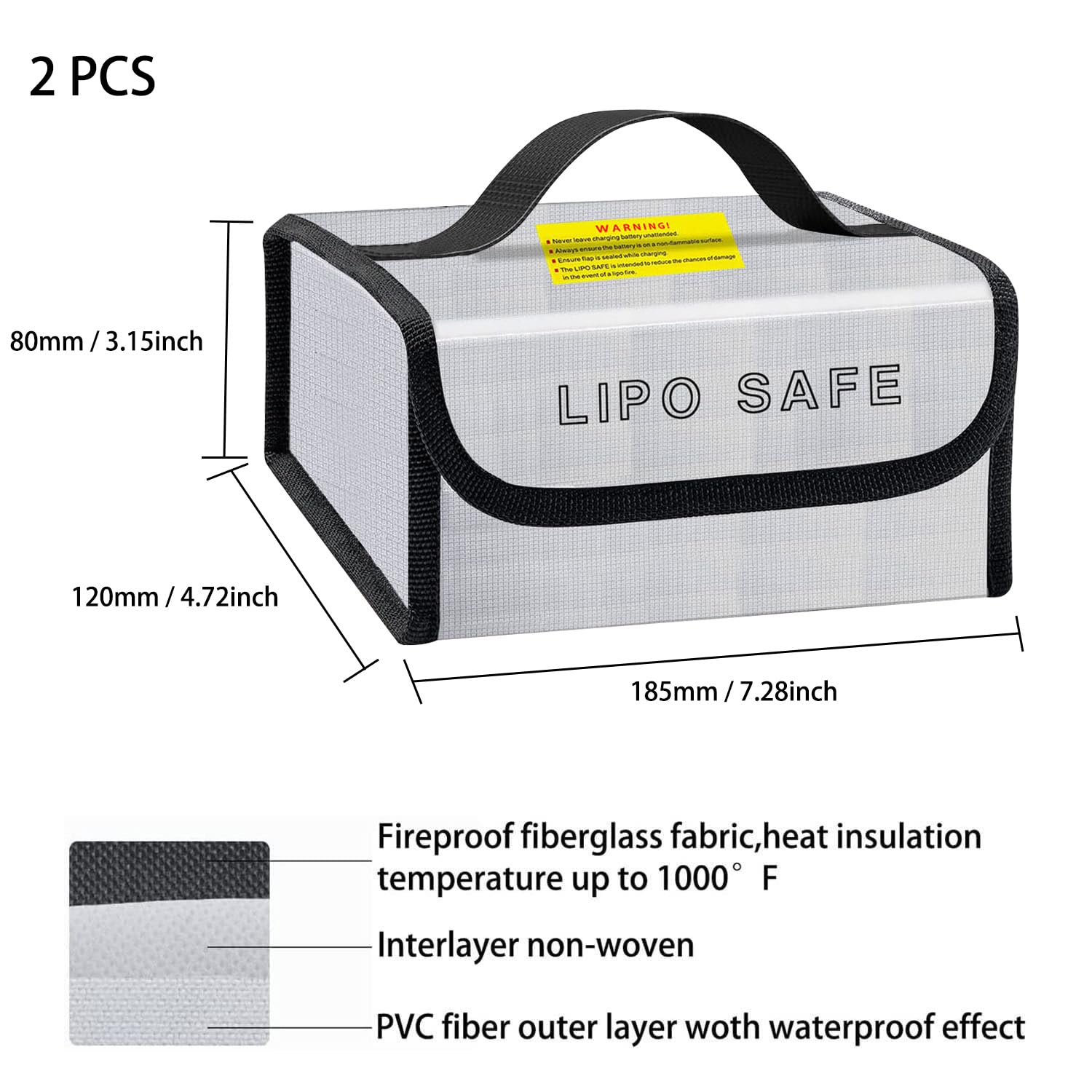 185 x 120 x 80 mm Lipo Akku Safe Bag Feuerfeste Ladetasche für RC Lipo Akku Pack Aufbewahrung Laden Transport Home Office Travel Lipo Safe Storage Pouch