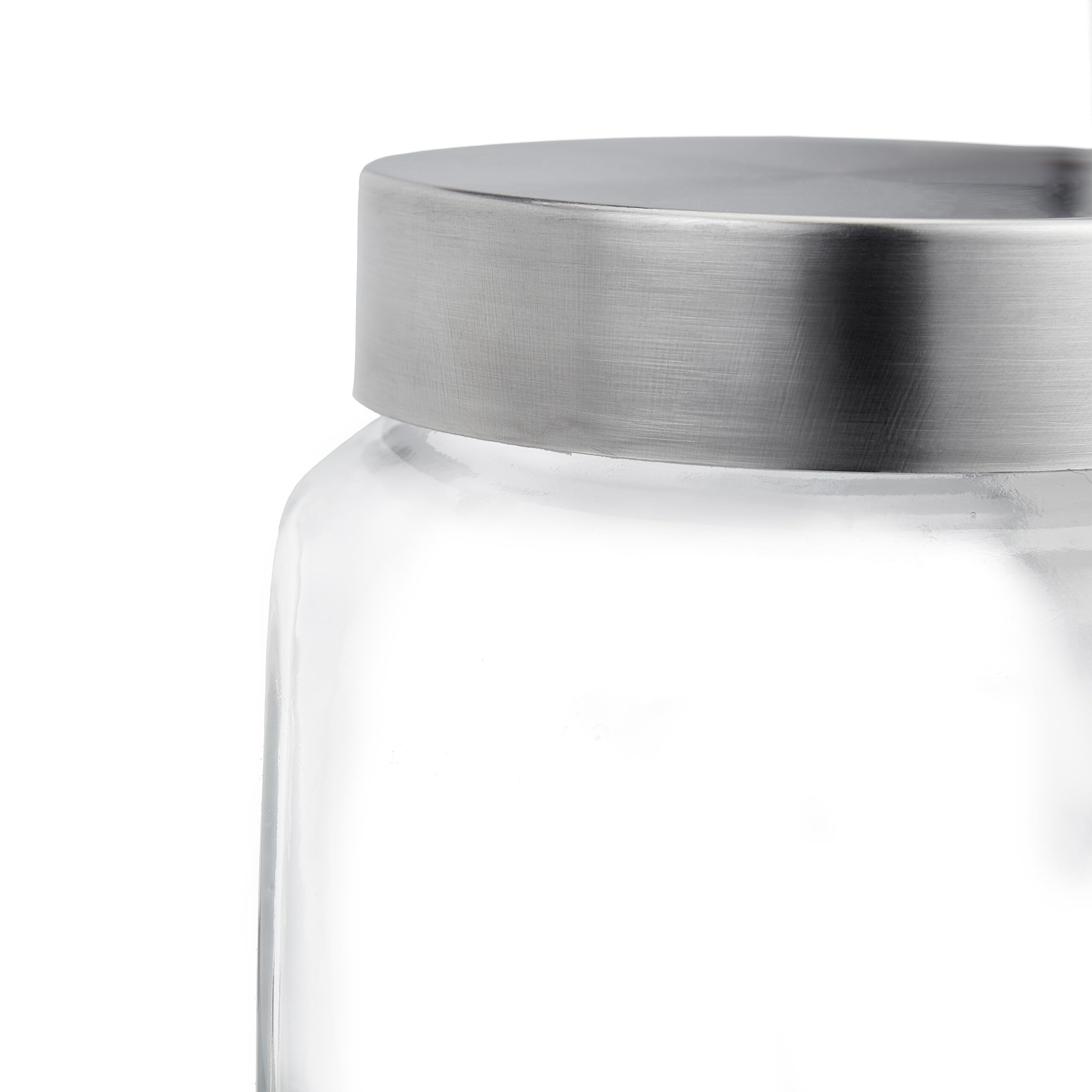 Relaxdays Bonbonnière, Lot de 6, 1,5 l chacune, Couvercle en Acier INOX, pour friandises (Bonbons, etc.), Transparente