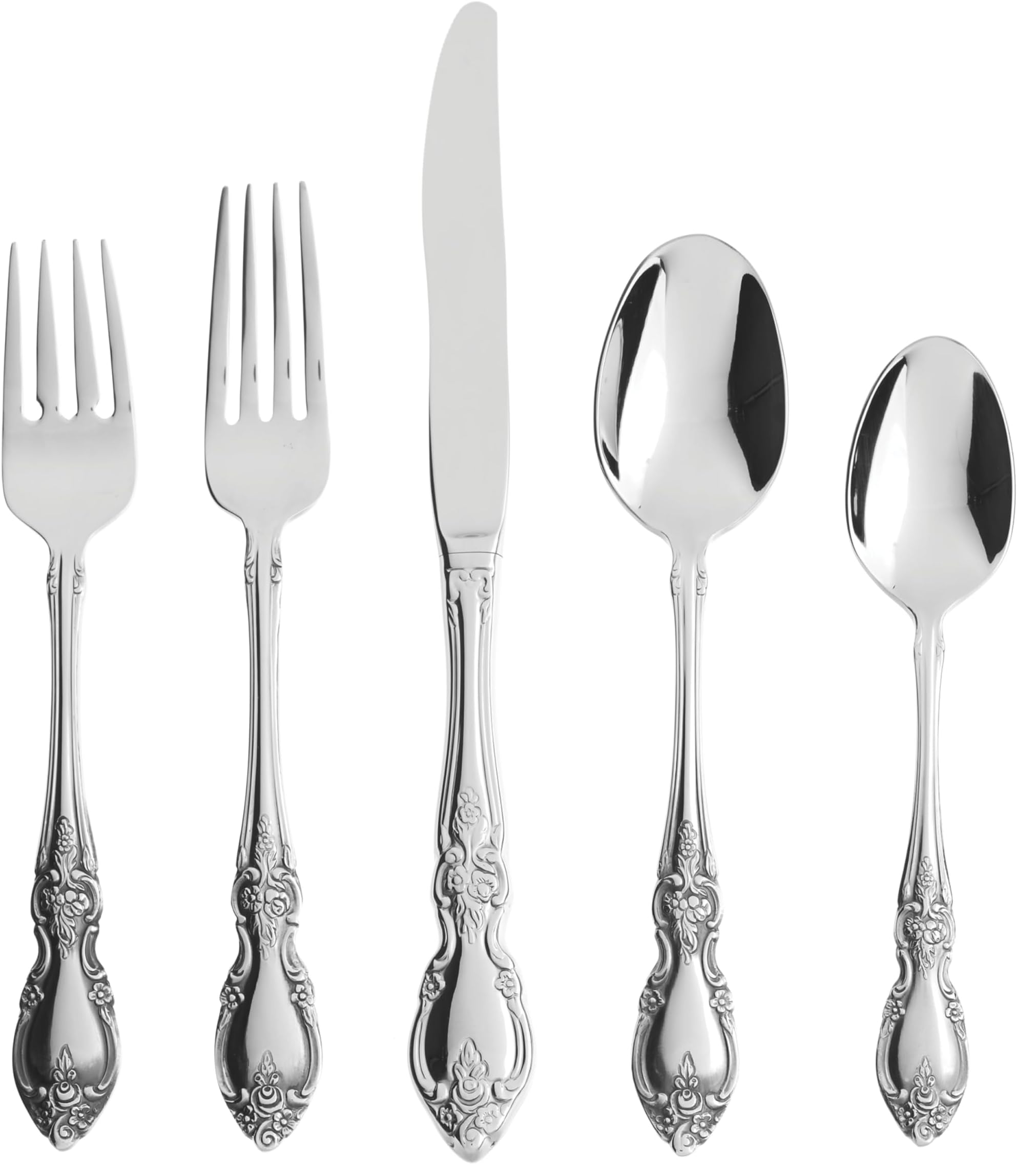 Silverware Set For 4, Louisiana 20-Piece Fine Flatware Set, Service For 4, 18/8 Stainless Steel, Silver, Mirror Finish, Knives Spoons and Forks, Dishwasher Safe, Tableware (Silver, 20 Pieces)