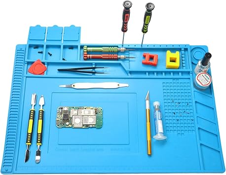 Silicone Soldering Mat - Anti-Static Electronic Repair Work Pad - 45*30CM Repair Maintenance Pad for Heat Gun Soldering Station, Silicone Work Mat with Scale Ruler Sherpr