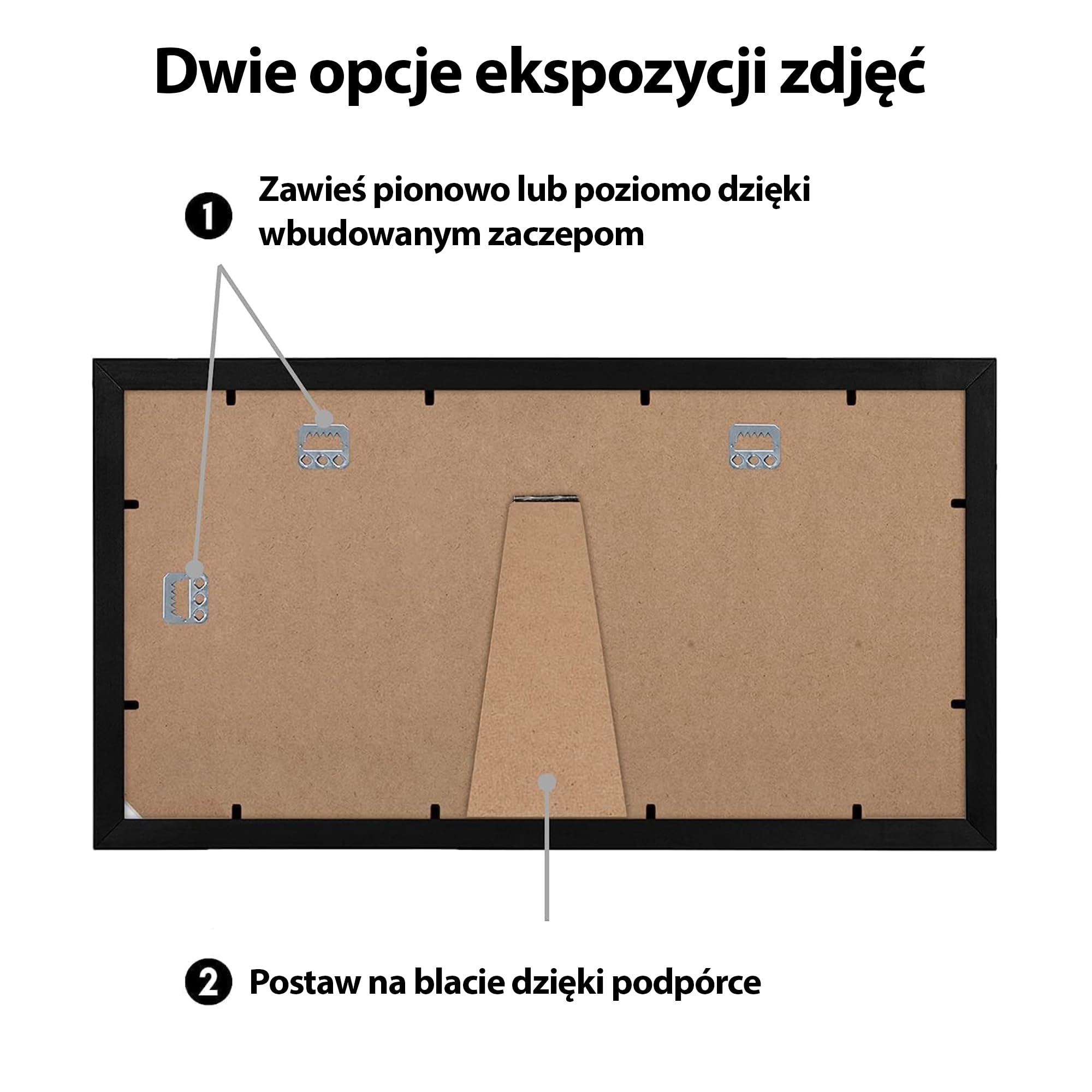 Americanflat czarna ramka kolaż 20 x 41 cm, panoramiczna multiramka na 3 zdjęcia 13 x 18 cm lub jedno zdjęcie 20 x 41 cm – do postawienia i powieszenia – ze szkłem odpornym na stłuczenie