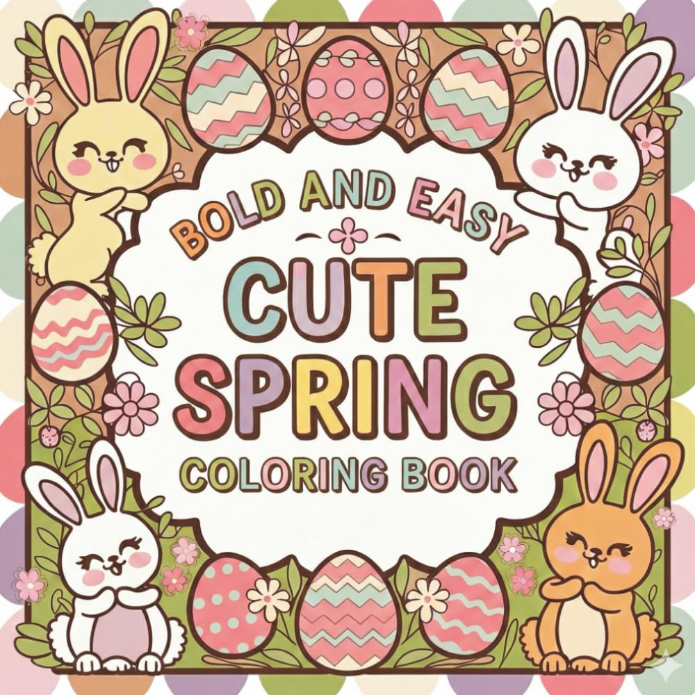 Bold And Easy Cute Spring Coloring Book: Cute Bold & Easy Spring Coloring Pages for Kids With Adorable Animals, Flowers & a Fun Easter and Seasonal Gift