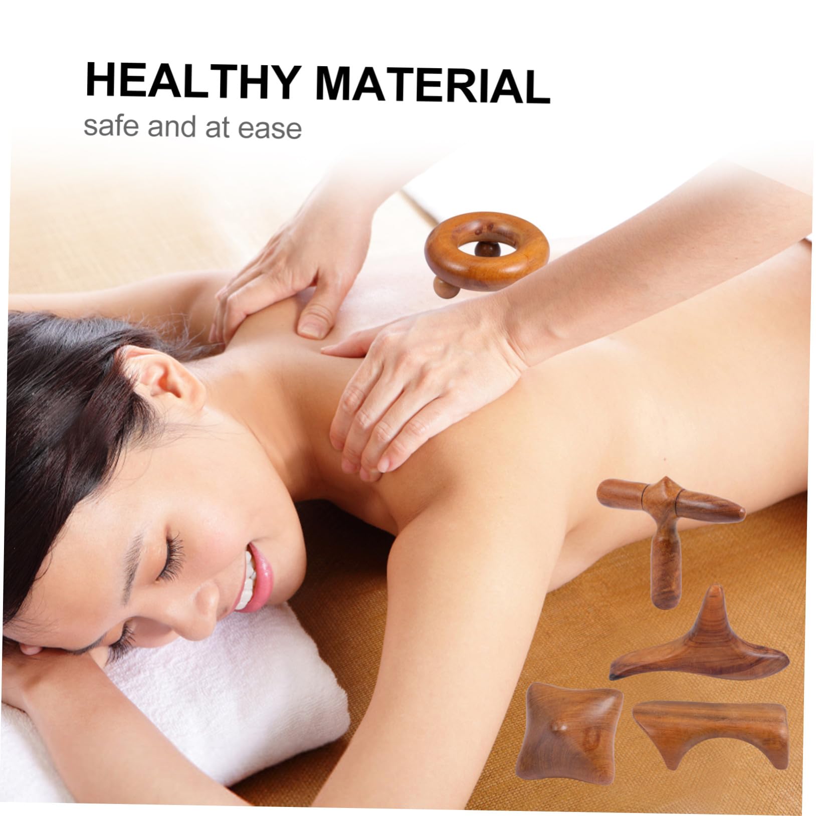 de Tabla de Madera Guasha Herramienta de Raspado Juego de 5 Piezas Material Sintético para Aliviar para Masaje Corporal y Facial Adecuado para Viajes