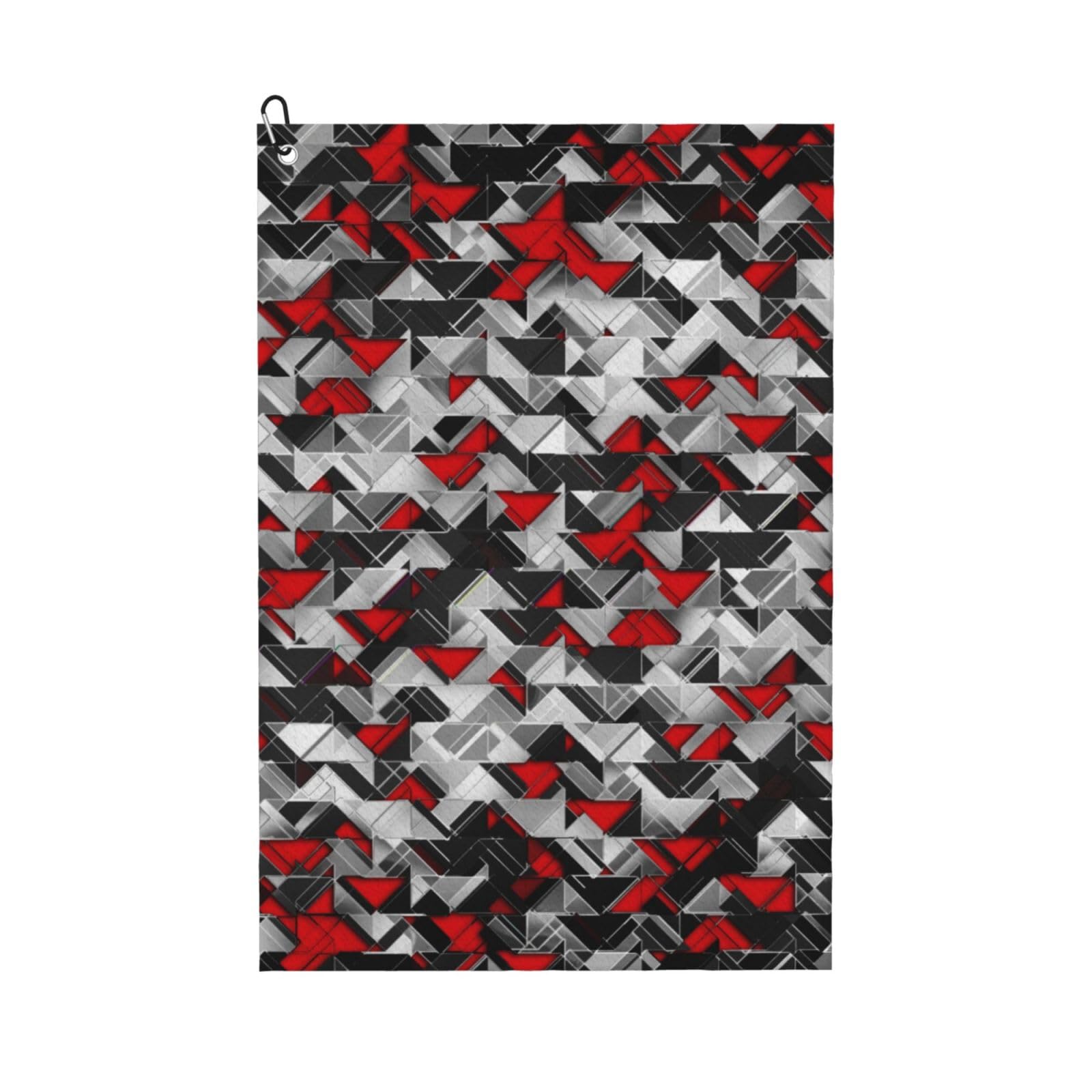 Hnnkloy Geometric Explosion Black And Red, 16x24 in Portable Waffle Golf Towels with Carabiner Clip for Golf Bag