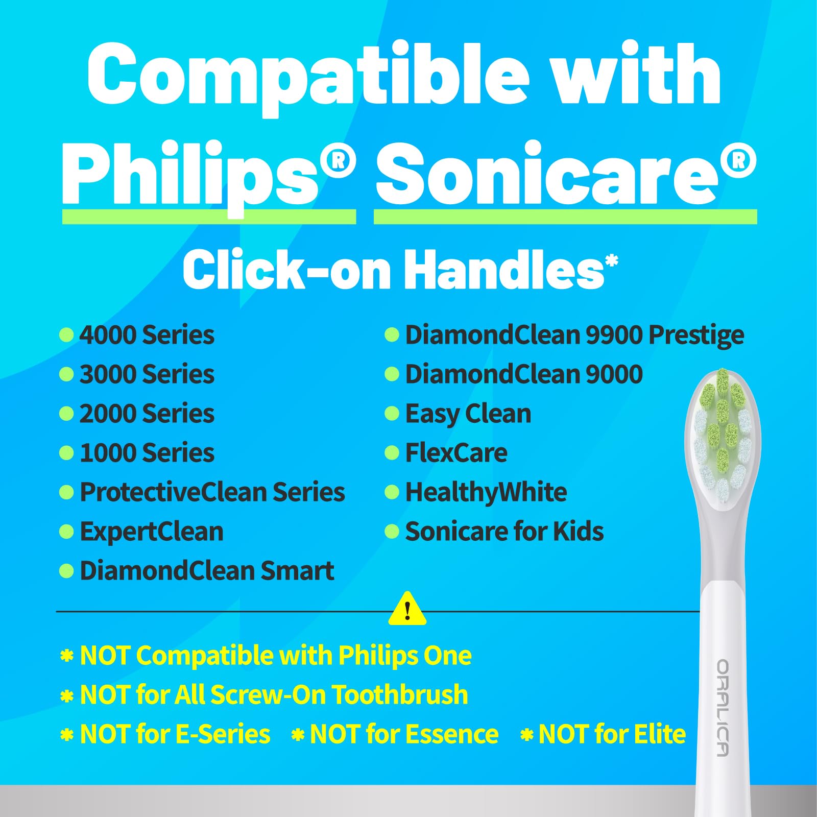 Cabezales de repuesto compatibles con Philips Sonicare W DiamondClean HX6062 HX6063 HX6064, blanqueamiento, eliminación de manchas de placa con cerdas medianas y goma limpiadora de lengua,