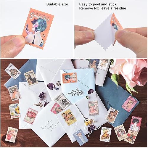 Miniatura 4 de Juego de 6 sellos postales para diario (6 paquetes de 288 piezas)  Calcomanías de astronomía botánica estética vintage para diario de viñetas,