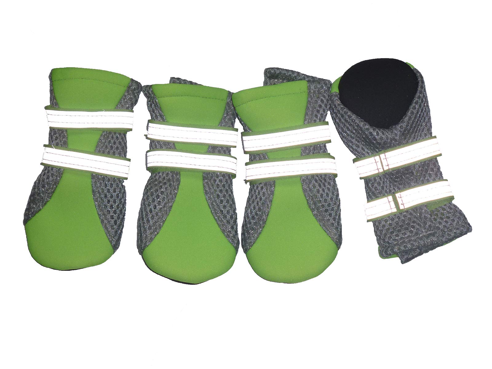 Vibrant FellowVibrant Fellow Paw Protector Dog Boots Breathable Skid-proof with Reflective Straps Set of 4 (Medium - Inner Sole Width 1.89 Inch, Bright Green)