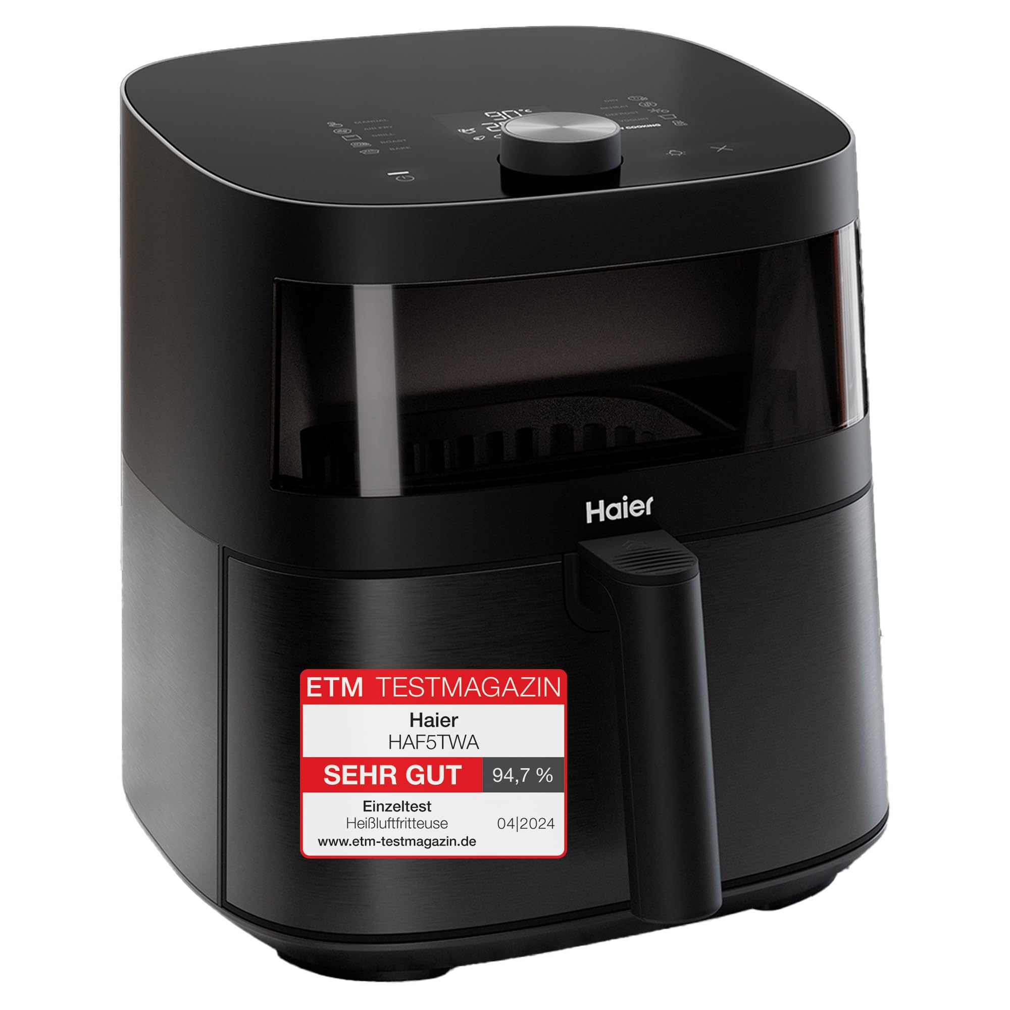 Haier Series 5 - Multi-Function Oil-Free Fryer, 9-in-1, Viewing Window, Hot Air Cooking, Roasting, Grill, Slow Cooking, Defrosting, Yogurt, 7 L [Black]