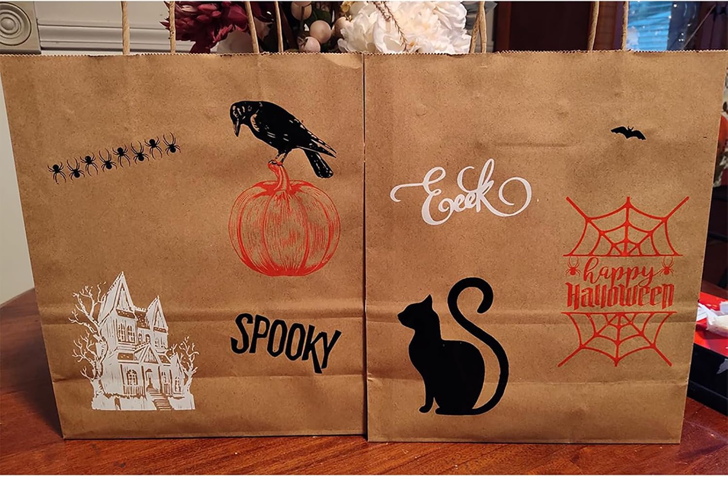 Briartw Halloween Silkscreen Stencil Reusable Self-Adhesive Mesh Stencils Silk Screen Stencil Printing for Polymer Clay Home Decoration Printing on Wood Fabric Wall Cup Plate