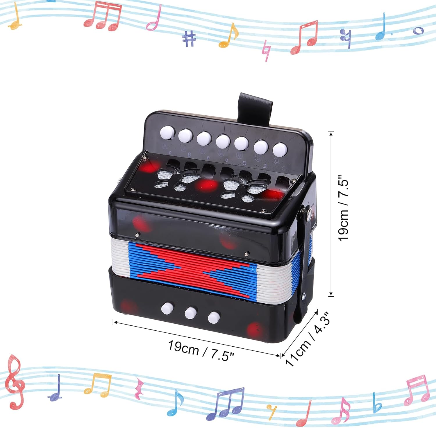 MECCANIXITY Accordion 10 Keys Button Accordion Mini Musical Instrument Gifts for Adults Beginners Educational, Black
