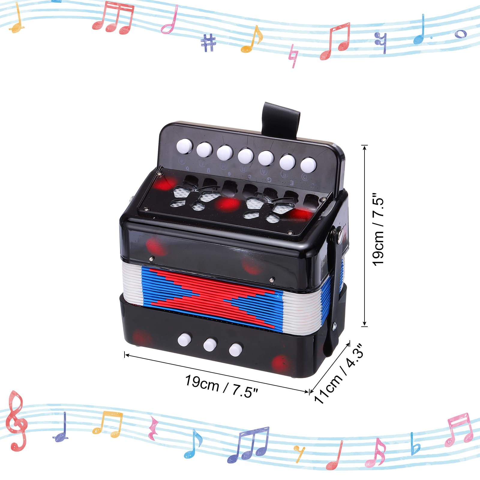 QUARKZMAN Accordéon 10 Touches Mini Instrument de Musique Cadeaux pour Adultes Débutants Éducatif, Noir