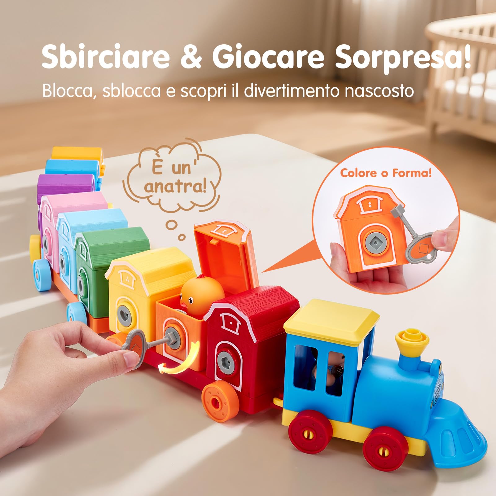 hahaland Giochi Montessori 1 Anno, Animali Giocattolo per Bambini con Conteggio, Abbinamento e Ordinamento, Set di Treno Giocattolo Fattoria Animali Bambini, Educativi Regalo Giochi Bambino 1 2 3 Anno