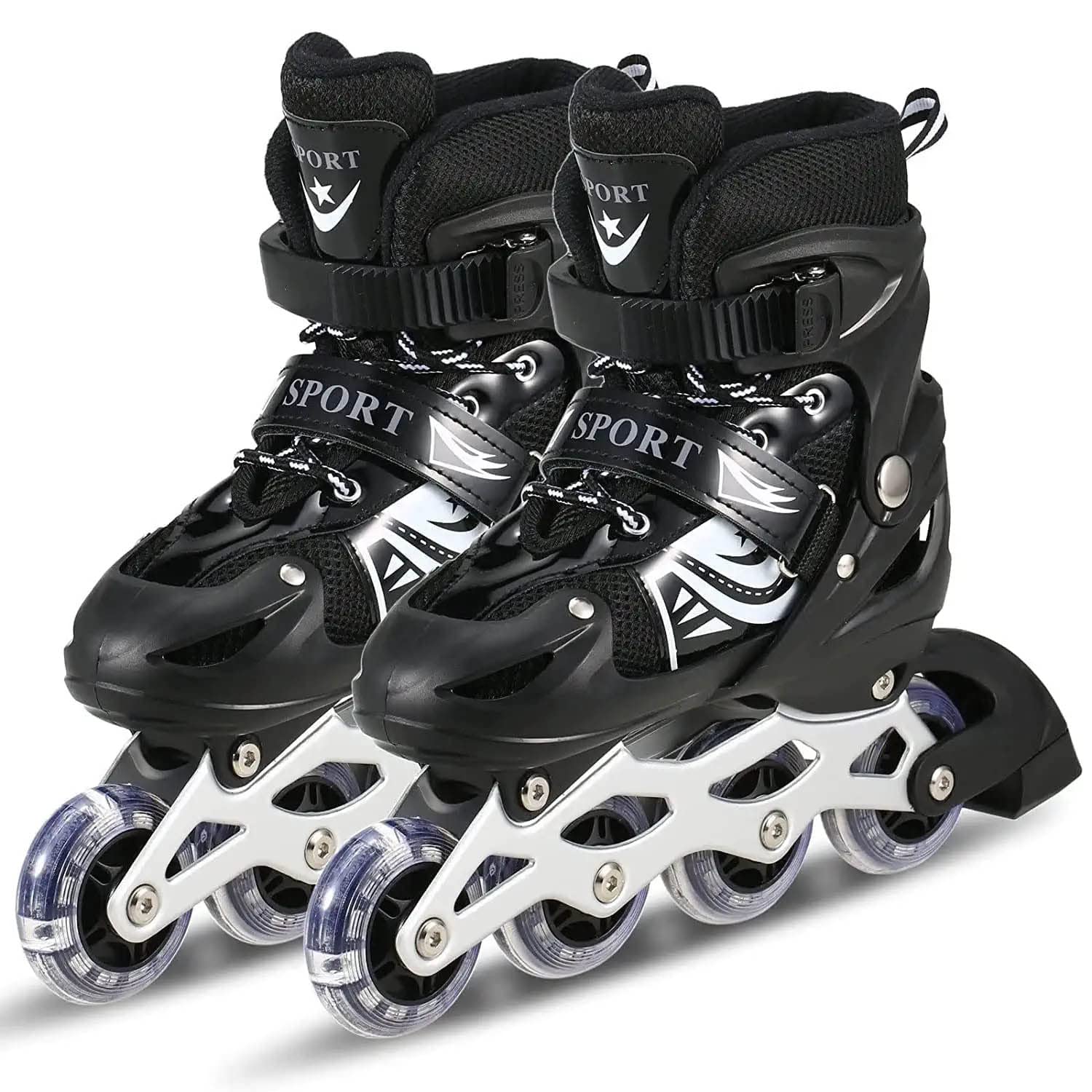 Jo Baby Inline Skates with PU Flashing Wheel Aluminum Body in-Line Skates with Adjustable Length for All Boys and Girls (Black) (B0BFHMLGTJ) Amazon Price History, Amazon Price Tracker