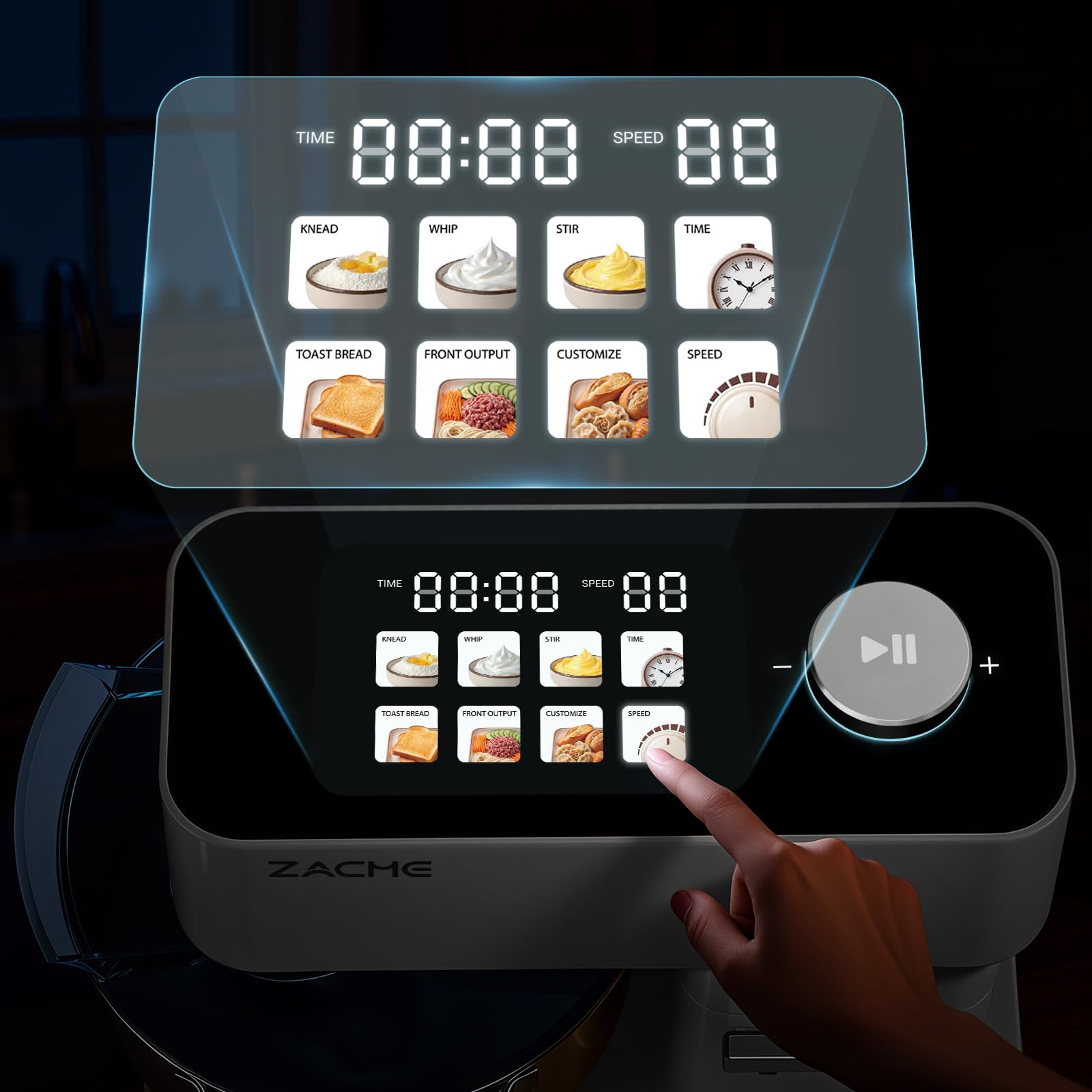 ZACME Robot kuchenny 1200 W | miska ze stali nierdzewnej 5,2 l | cichy silnik DC | 11-stopniowa przekładnia | w zestawie 3 narzędzia do mieszania (hak do zagniatania, trzepaczka, trzepaczka) | obudowa